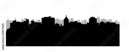 Vector city silhouette. Cityscape background. Illustration of architectural building in panoramic view. Modern city skyline. Big city streets. minimalistic style.