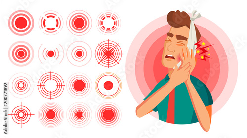 Pain Symbol Set Vector. Round Medical Design Element. Isolated Illustration