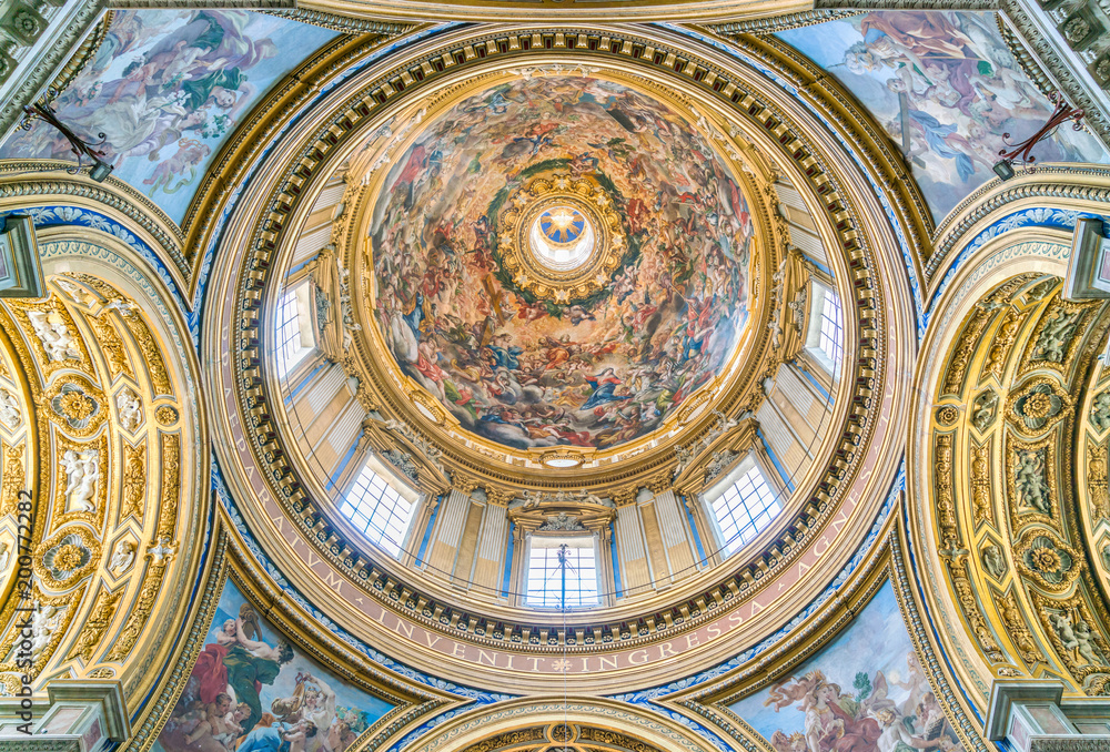 The amazing dome in the Church of Sant'Agnese in Agone in Rome, Italy.