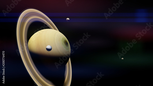 Fototapeta Naklejka Na Ścianę i Meble -  Saturn with moon Enceladus and other moons