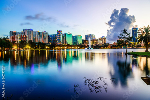 Sunset Lake Eola in Downtown Orlando © Taylor