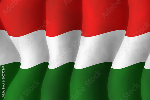 Obraz na plátně Illustration of a flying Hungarian flag