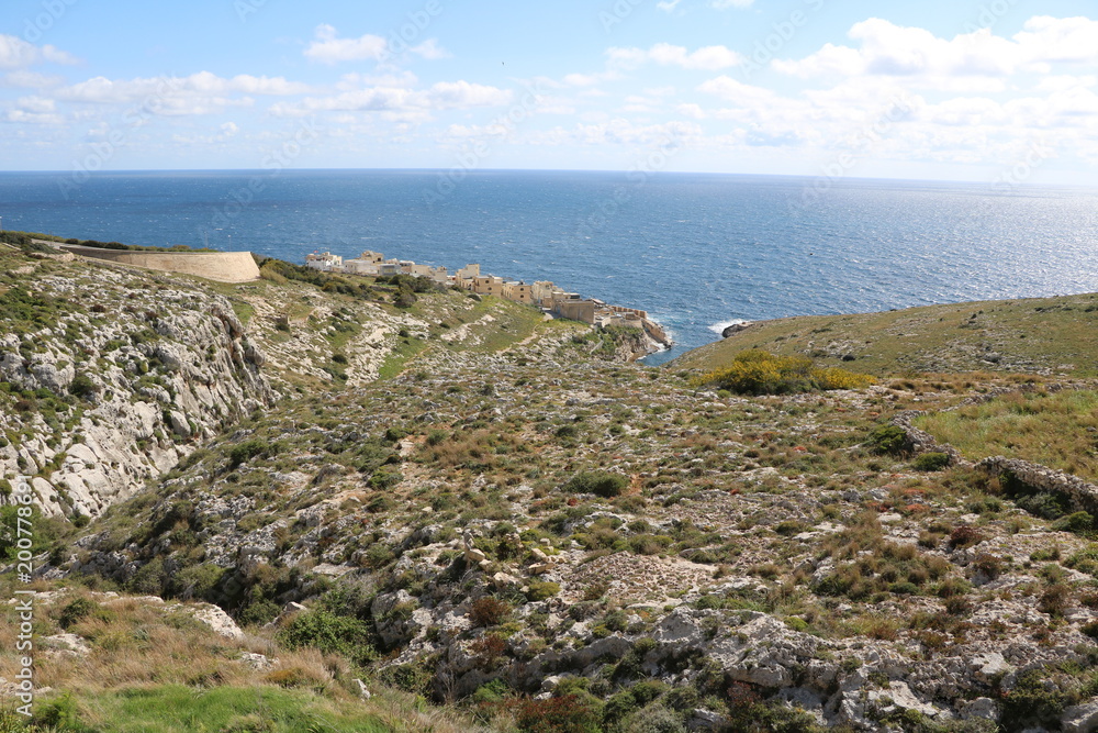 Landscape of Qrendi and Wied Iż-Żurrieq at the Mediterranean Sea, Malta