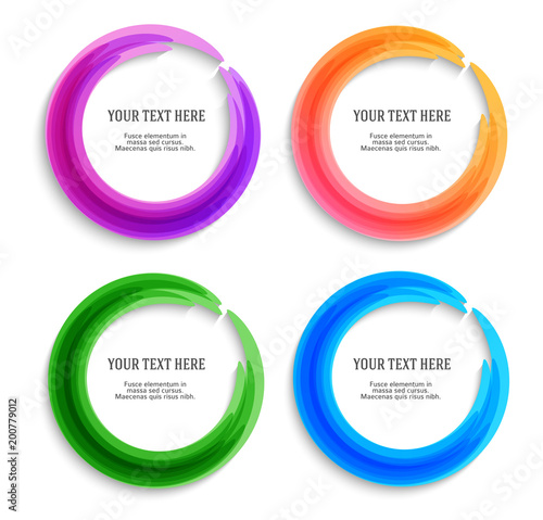 Set Label blank template Blurry gradient lines circle ring08
