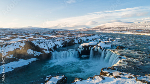 The Godafoss is a waterfall in Iceland. Aerial view and top view. © MAGNIFIER