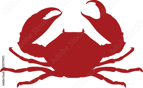 Vector illustration crab red silhouette. Crab icon. Seafood shop logo branding template for craft food packaging or restaurant design.