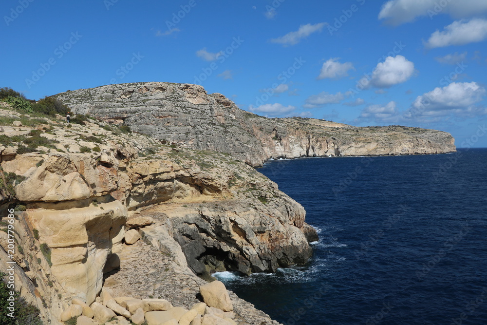 Landscape of Blue Wall nearby Wied iz Zurrieq on the Mediterranean Sea, Malta Landscape of Blue Wall nearby Wied iz Zurrieq on the Mediterranean Sea, Malta