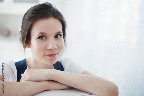 Free Download Young cute business woman smiles - GFXLoad