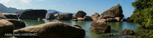 Cachadaco Beach boulders near the village Trindade in Brazil. photo