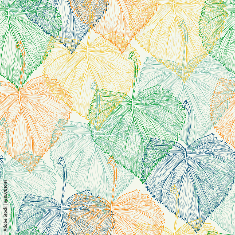 Colorful leaf seamless pattern
