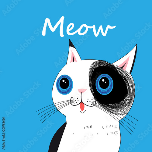 Plakat Wektorowy portret śmieszny duży kot