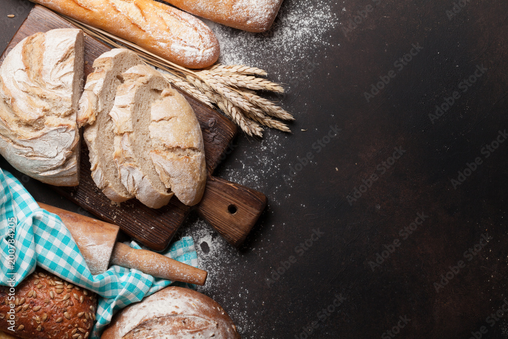 Various crusty bread and buns Various crusty bread and buns