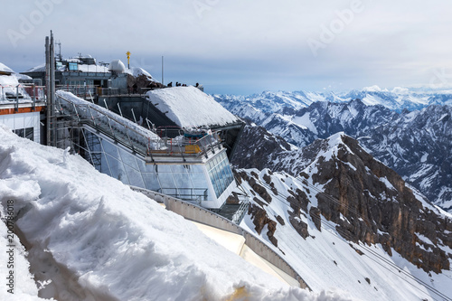 zugspitze mountain peak station german alps in the winter