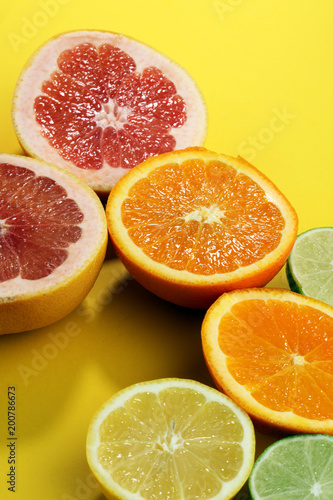 Citrus fruits with orange  lemon  grapefruit and lime
