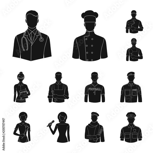 People of different professions black icons in set collection for design. Worker and specialist vector symbol stock web illustration.