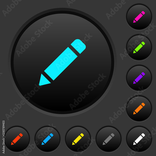 Single pencil with rubber dark push buttons with color icons