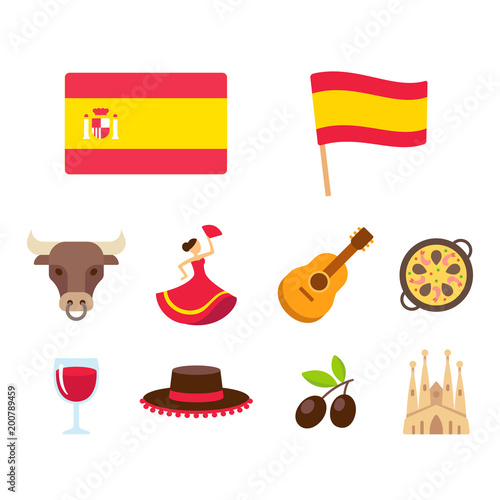 Spain cartoon icons set