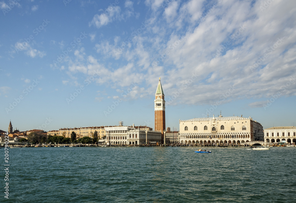 Seaside view on St Mark's Campanile (Bell Tower) in Venice, Italy, 2016