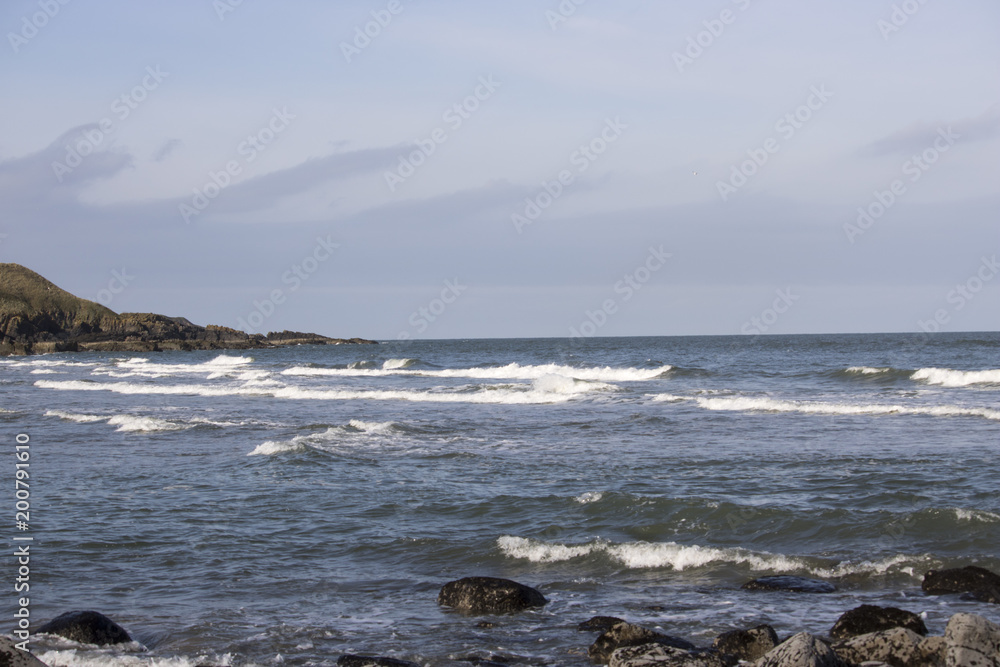 Waves crashing on rocky Shore