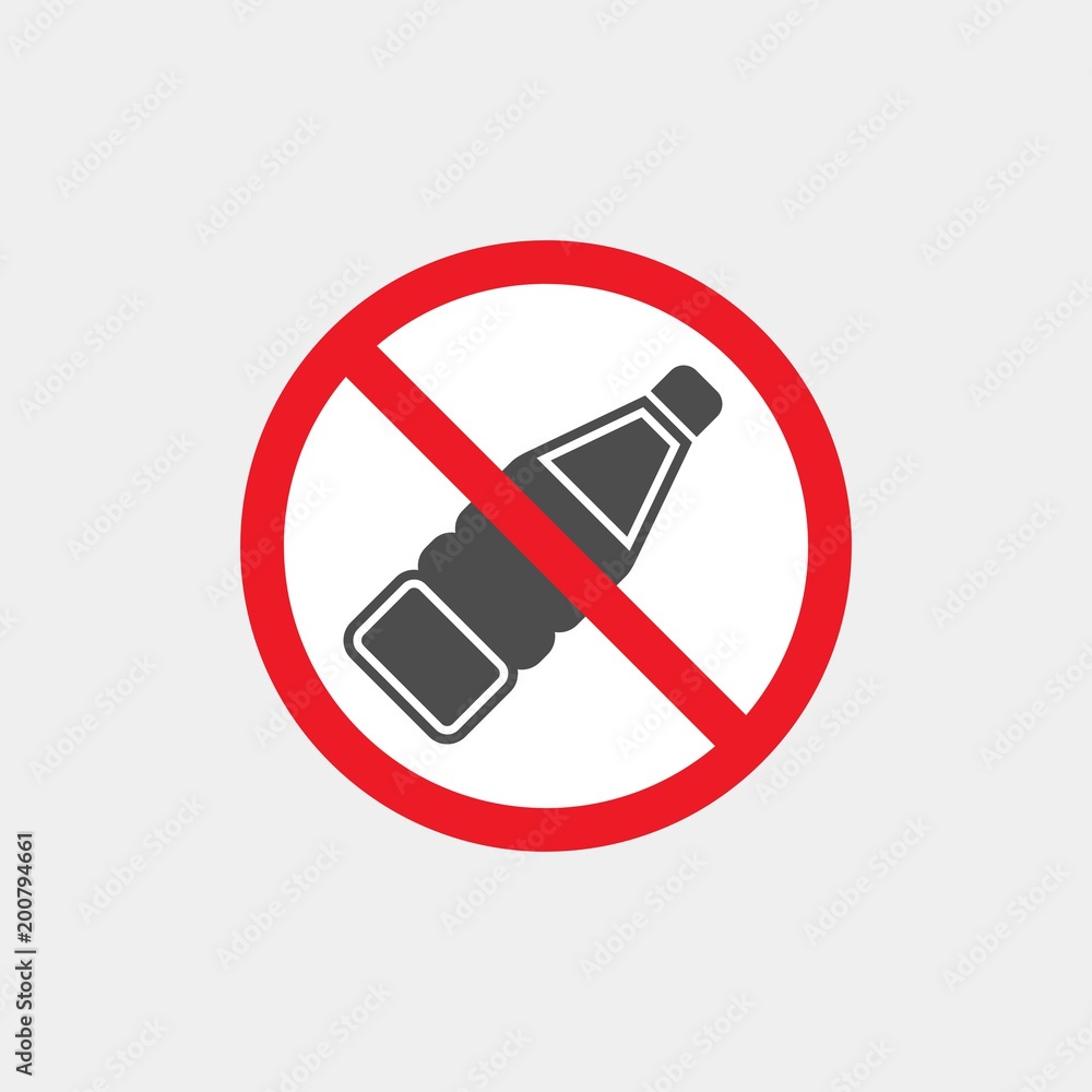 Drinks are prohibited flat vector icon. No drinks flat vector sign. Bottle flat vector icon Drinks are prohibited flat vector icon. No drinks flat vector sign. Bottle flat vector icon