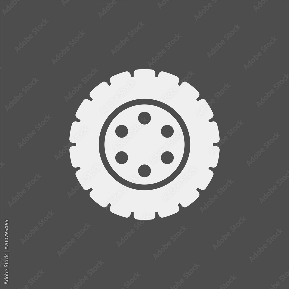 Tire flat vector icon. Wheel flat vector icon Tire flat vector icon. Wheel flat vector icon