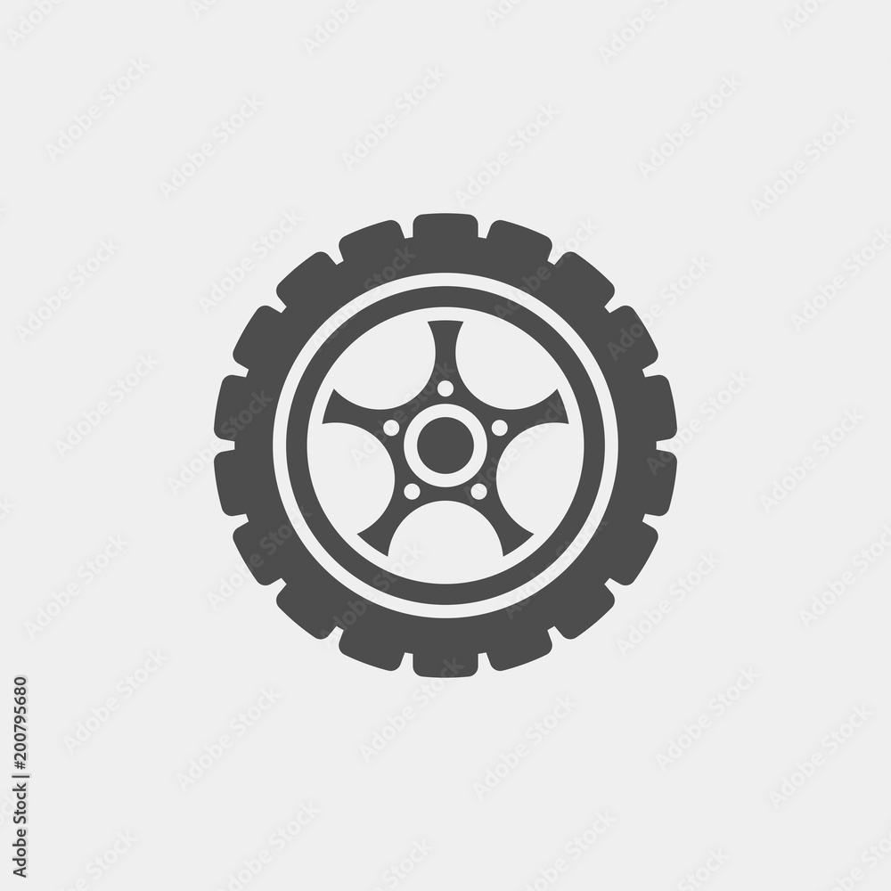 Tire flat vector icon. Wheel flat vector icon Tire flat vector icon. Wheel flat vector icon