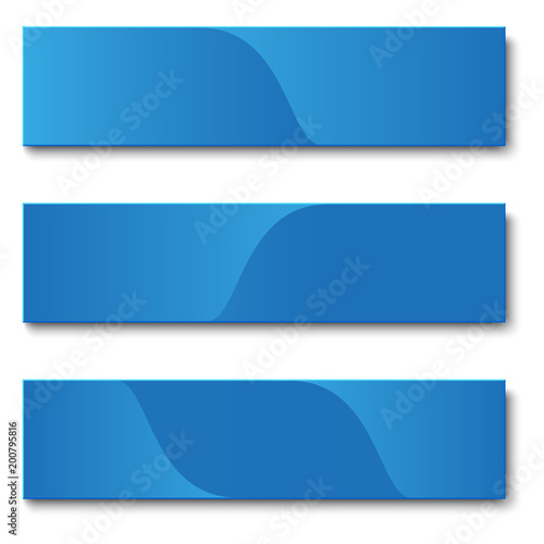 A set of three rectangular blue banners. Elements of design for business and advertising.Banners on white background.Vector label,ribbons,tags,buttons.
