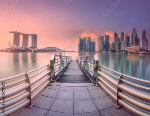 Downtown district and Marina bay in Singapore