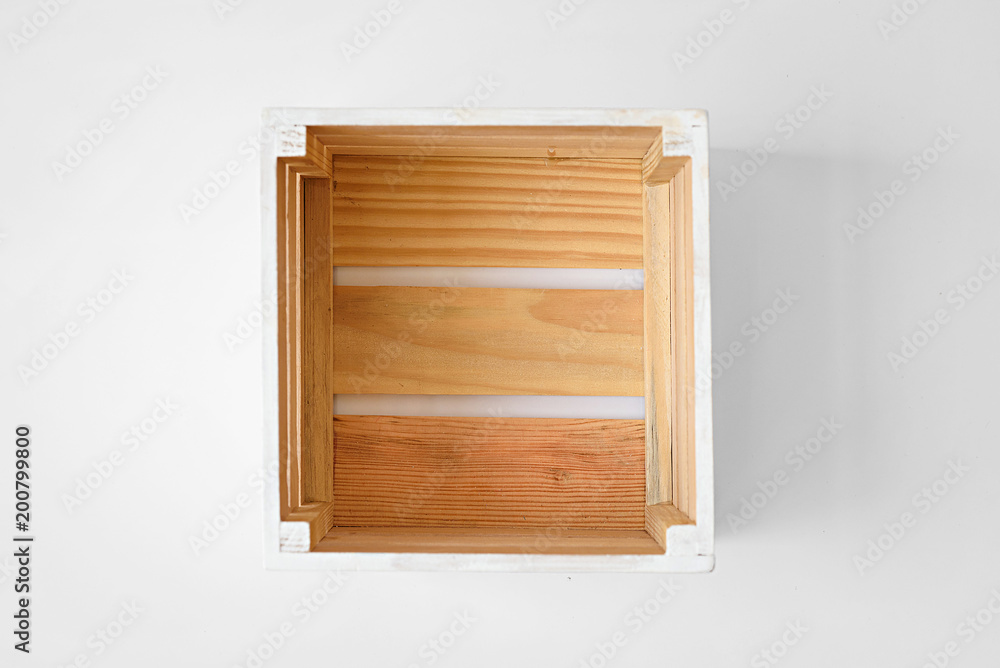 empty wood box on a white background empty wood box on a white background