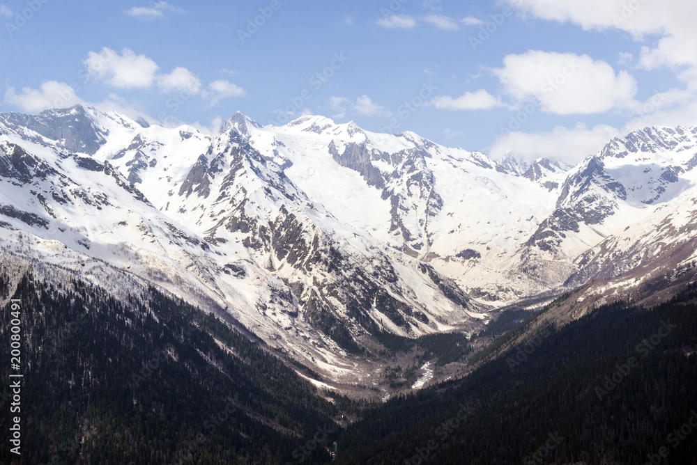 mountain peaks in the snow, Caucasus