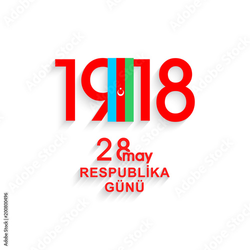 28 may republic day.100 year anniversary .Translation: 28th May Republic day of Azerbaijan. Graphic design to the Azerbaijan holiday.
