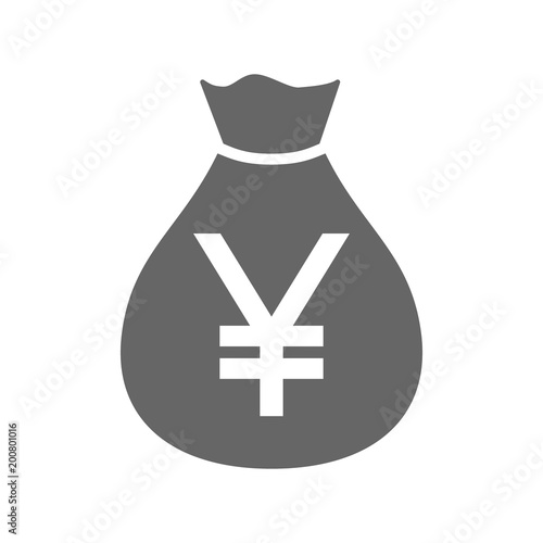 Money bag currency simple design icon. Japanese yen moneybag icon. Japan yen money sack.