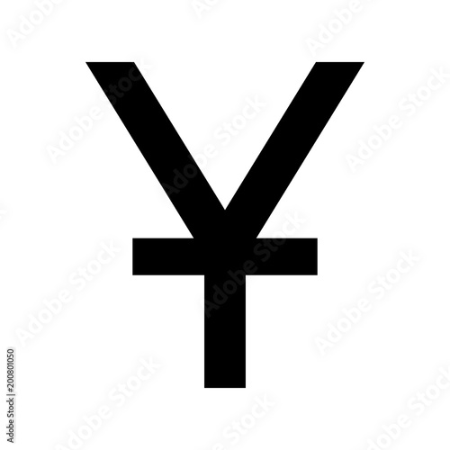 Chinese yuan currency symbol. Black silhouette china yuan sign.