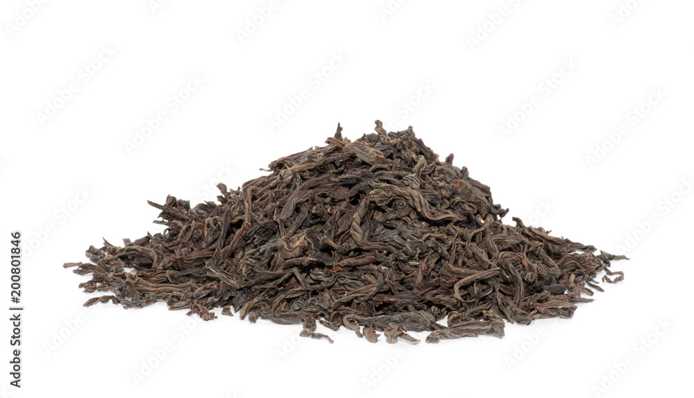 dry black tea leaves isolated on white dry black tea leaves isolated on white