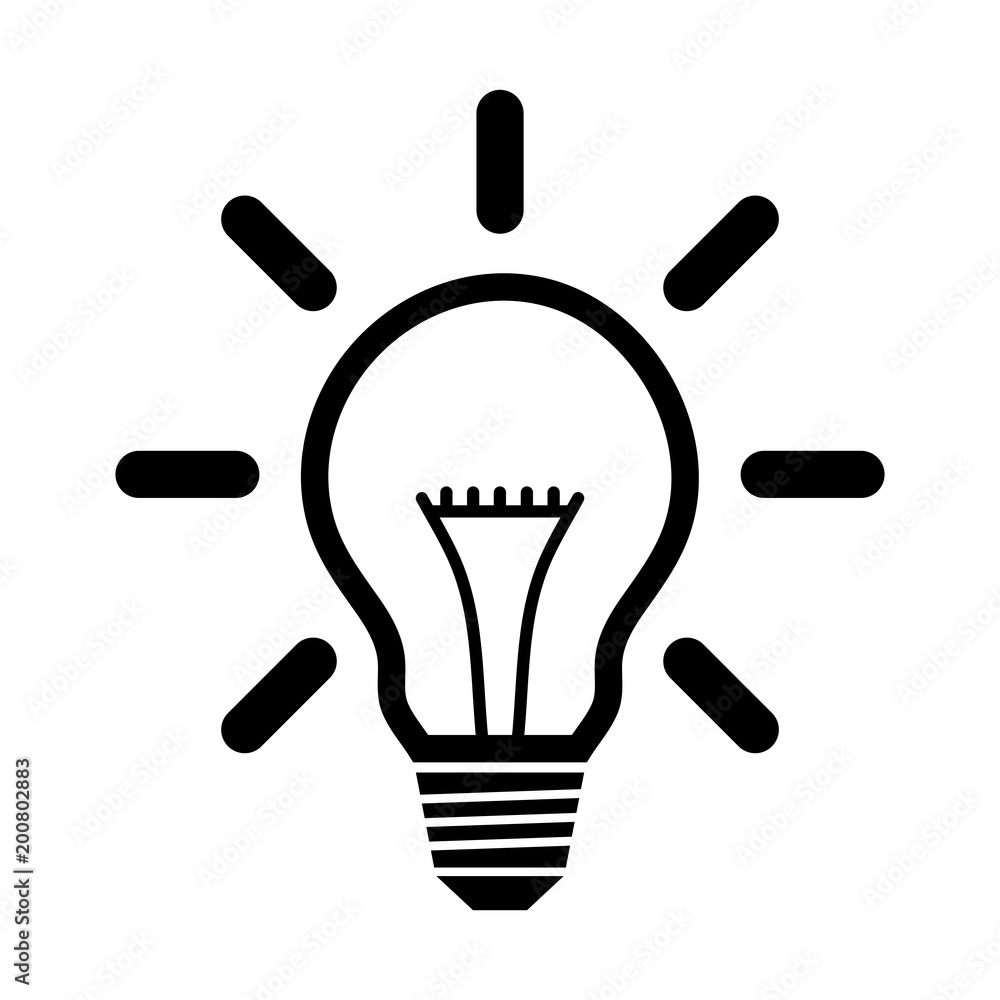 Auckland Analytisk tæt Simple, black light bulb (line art) icon. Isolated on white Stock Vector |  Adobe Stock