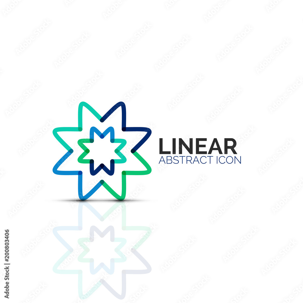 Abstract flower or star minimalistic linear icon, thin line geometric flat symbol for business icon design, abstract button or emblem Abstract flower or star minimalistic linear icon, thin line geometric flat symbol for business icon design, abstract button or emblem