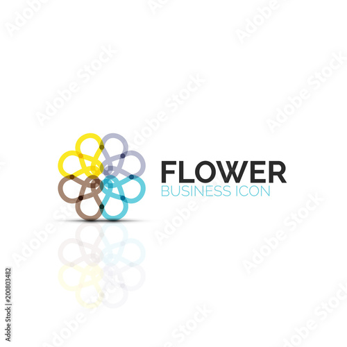 Abstract flower or star minimalistic linear icon, thin line geometric flat symbol for business icon design, abstract button or emblem