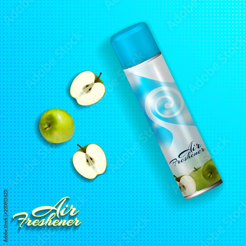 Air freshener with green apples.Vector 3d illustration