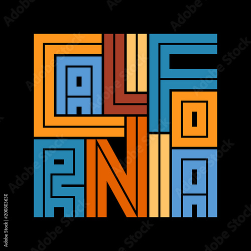 California Typography poster. T-shirt fashion Design. Template for poster, print, banner, flyer.