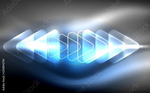 Glowing vector triangle geometric shapes in dark space