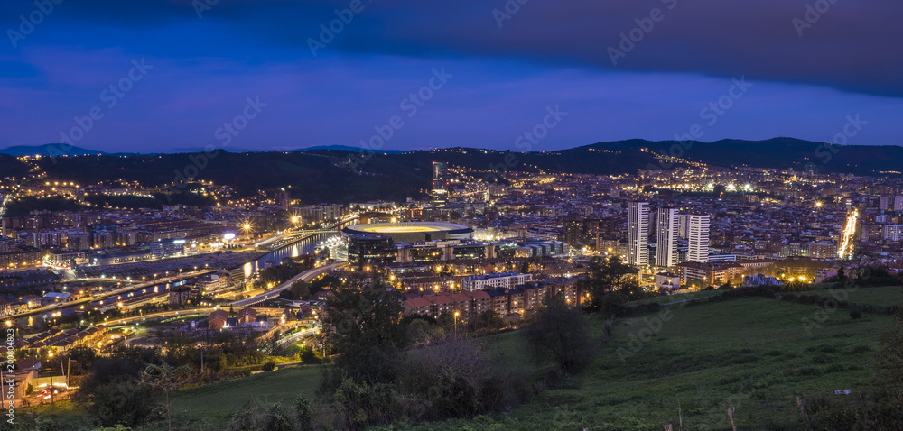 the city of Bilbao at night