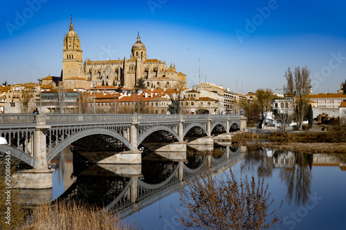 cathedral of Salamanca next to the river