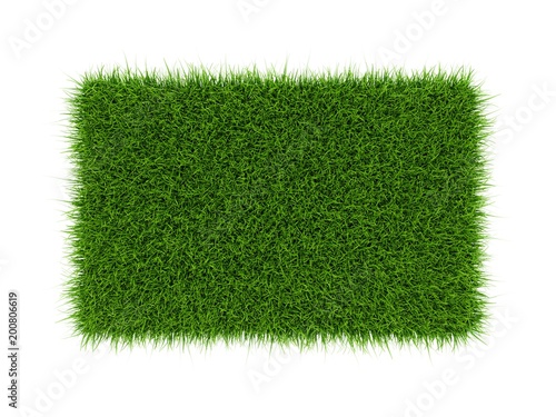 3D Rendering green grass field isolated on white background