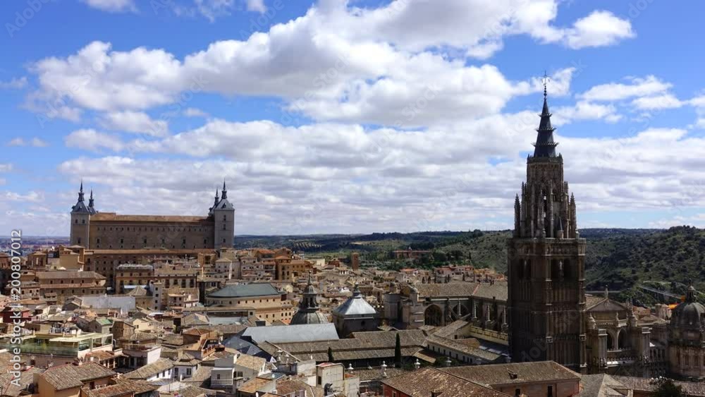 Spain. The cathedral Saint of Maria in Toledo. Timelapse. The Primate Cathedral of Saint Mary of Toledo. Spain. The cathedral Saint of Maria in Toledo. Timelapse. The Primate Cathedral of Saint Mary of Toledo.