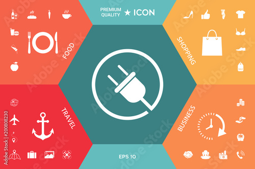 Plug in round icon