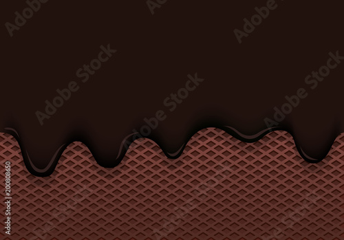 chocolate ice cream leaks from a chocolate waffle cup vector illustration