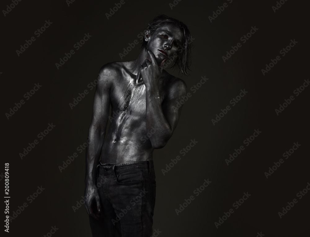 Guy posing with pensive expression. Fashion and masculinity concept. Guy posing with pensive expression. Fashion and masculinity concept.