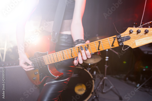 guitarist girl playing.