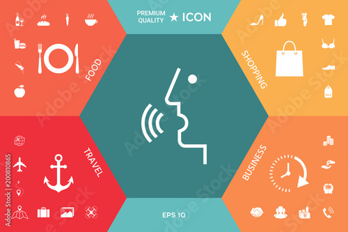 Voice control, person talking - icon