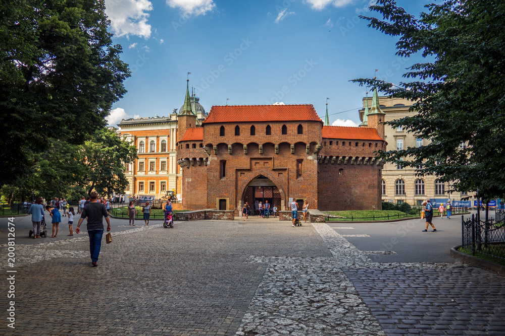 Naklejka premium Medieval building of Barbakan in Krakow